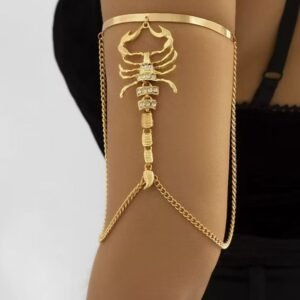 Bracelete escorpião com corrente ajustável, banhado a ouro 18K e prata